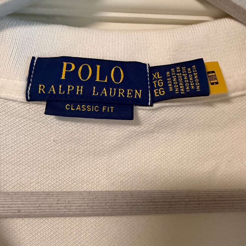 Polo Ralph Lauren Mens XL Classic Fit White Tennis Racket Embroidered Polo Shirt - Picture 3 of 7